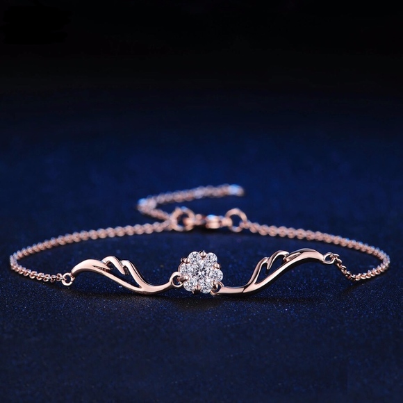 'Wings' Rose Gold Simulated Diamonds Bracelet - Picture 1 of 8